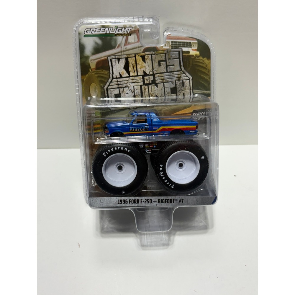 Greenlight Kings of Crunch 1996 Ford F-250 Bigfoot #7 Monster Truck 1:64 Blue